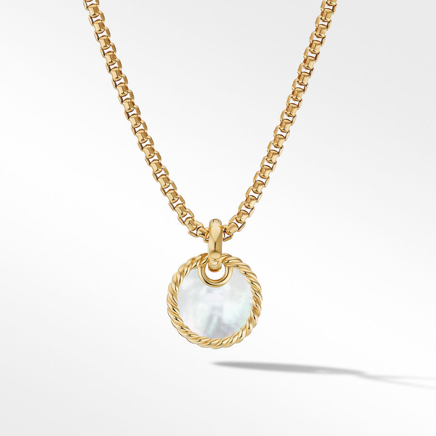 Disc Pendant in 18K Yellow Gold with Black Onyx Reversible to Mother of Pearl