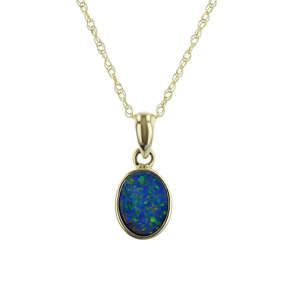 14K Yellow Gold Oval Opal Pendant