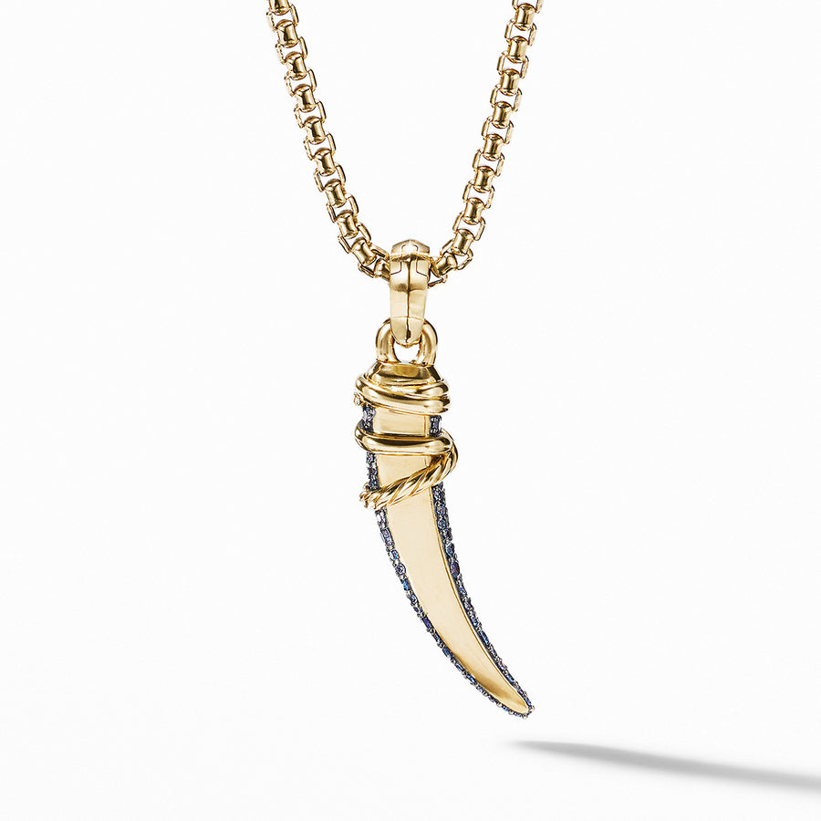 Tusk Amulet with Pave Blue and Violet Sapphires and 18K Yellow Gold