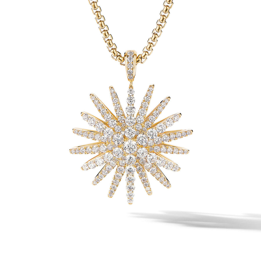 Starburst Pendant in 18K Yellow Gold with Full Pave Diamonds