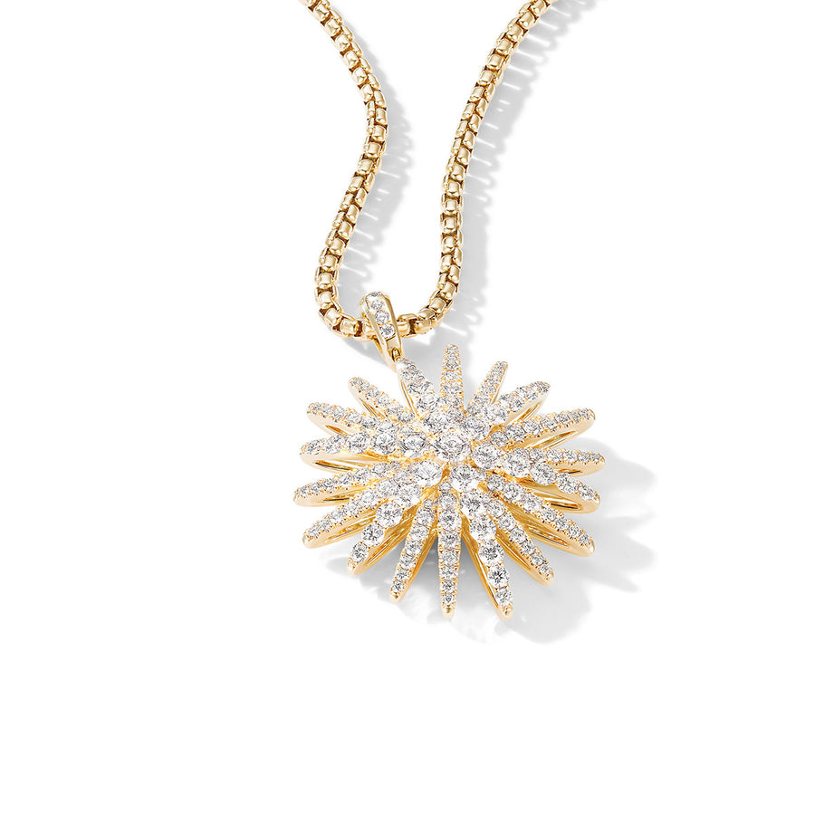Starburst Pendant in 18K Yellow Gold with Full Pave Diamonds