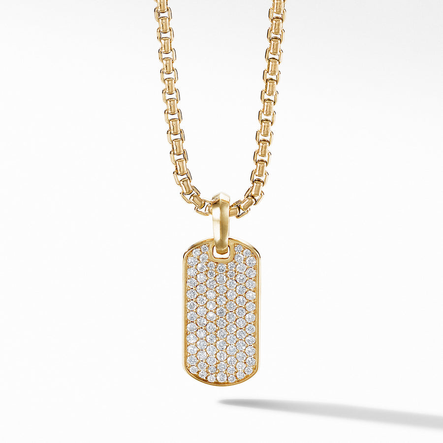 Pave Tag in 18K Yellow Gold with Diamonds