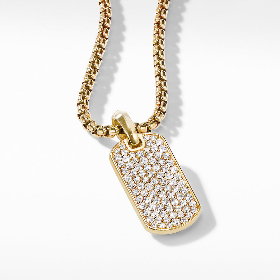 Pave Tag in 18K Yellow Gold with Diamonds