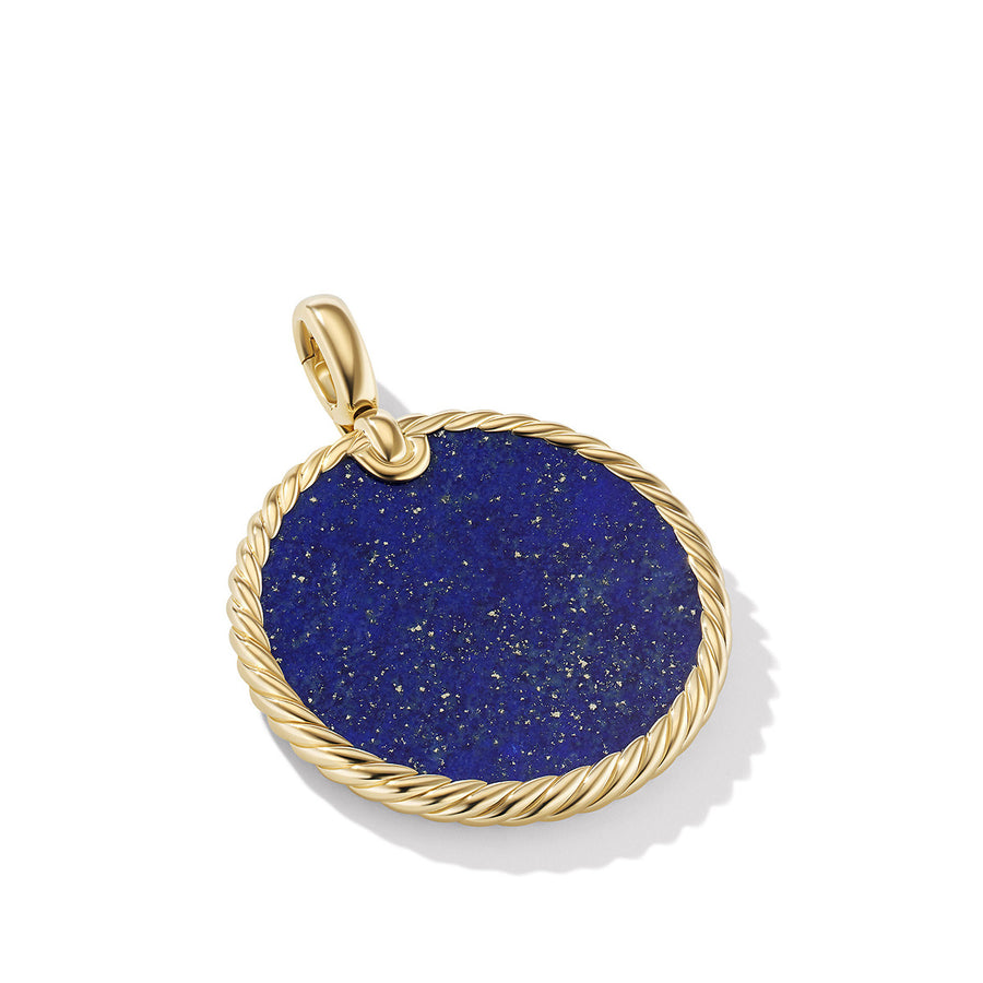 DY Elements Disc Pendant in 18K Yellow Gold with Lapis