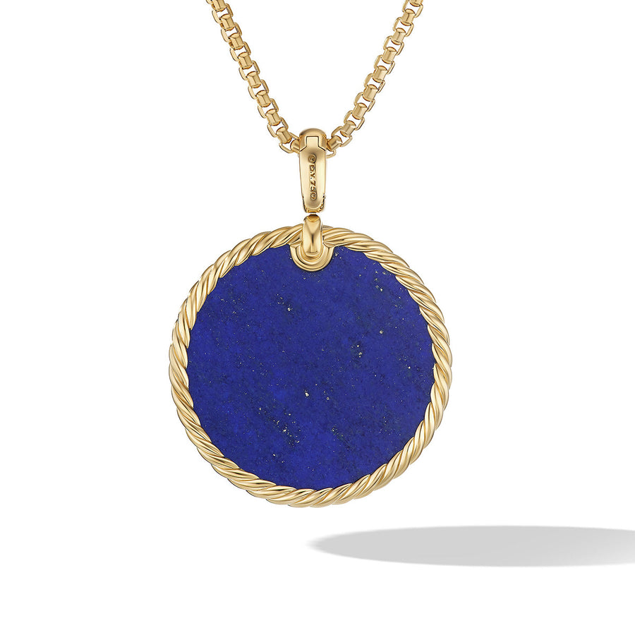 DY Elements Disc Pendant in 18K Yellow Gold with Lapis