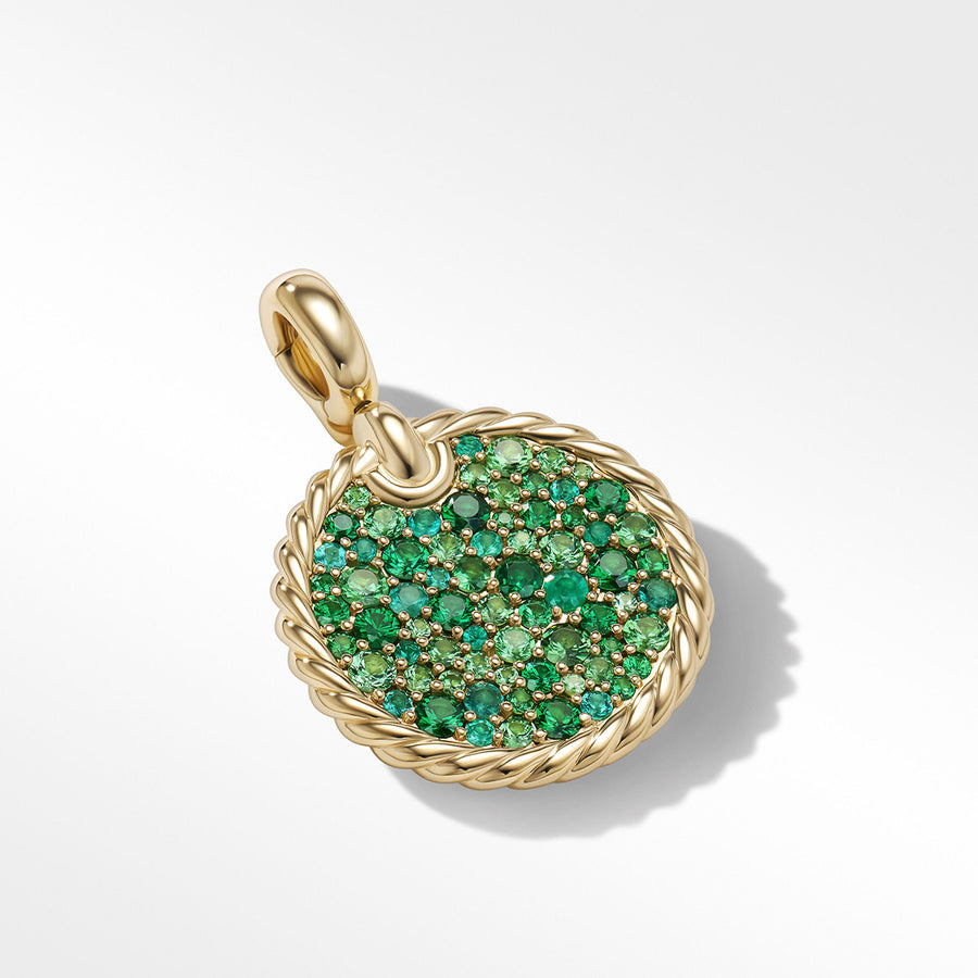 DY Elements Earth Pendant in 18K Yellow Gold with Pave Tsavorite and Emeralds