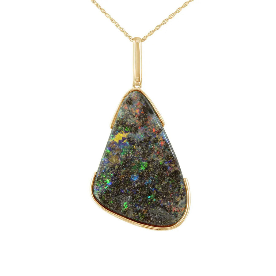 14K Yellow Gold Australian Opal Doublet Pendant