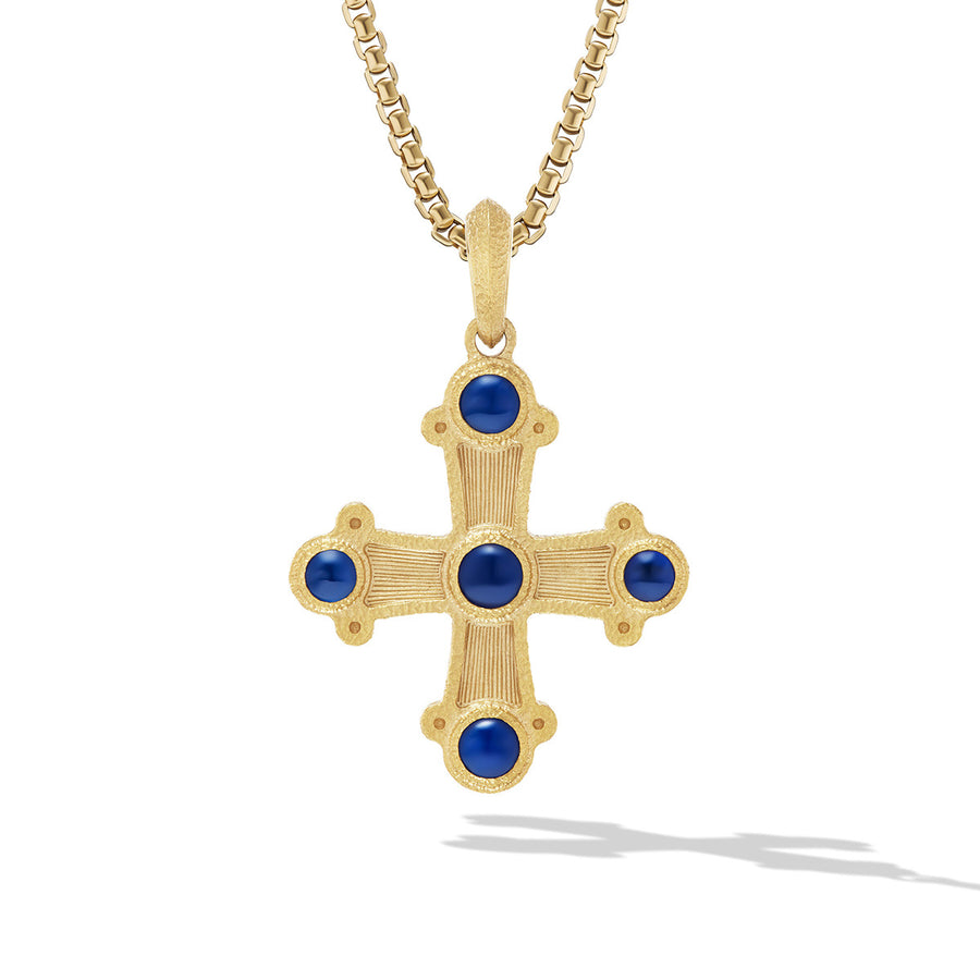 Shipwreck Cross Amulet in 18K Yellow Gold with Sapphires
