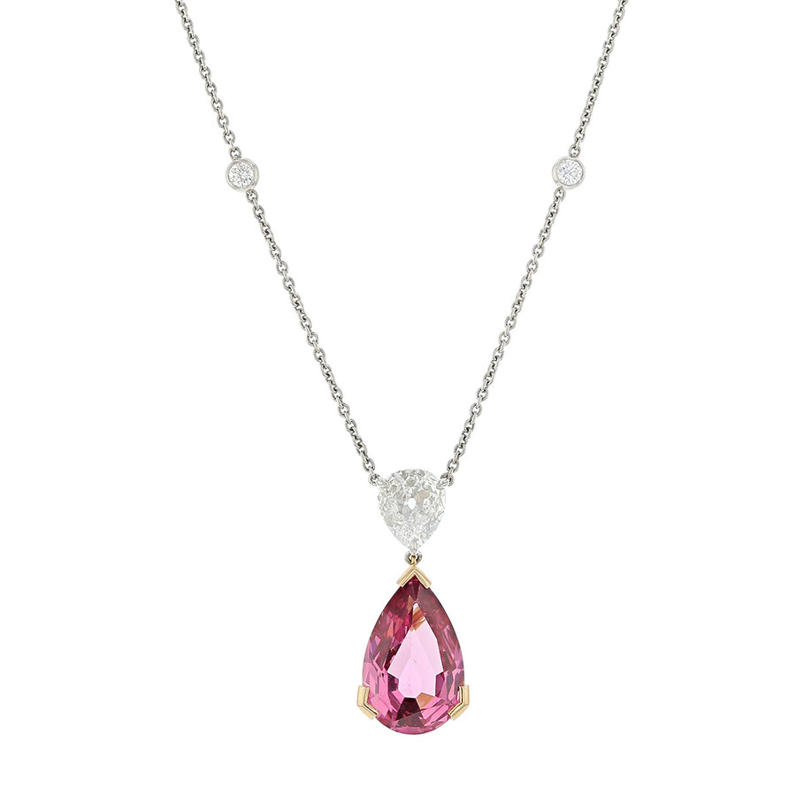 Pink Spinel and Diamond Pendant