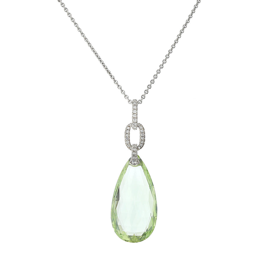 Green Beryl and Diamond Pendant
