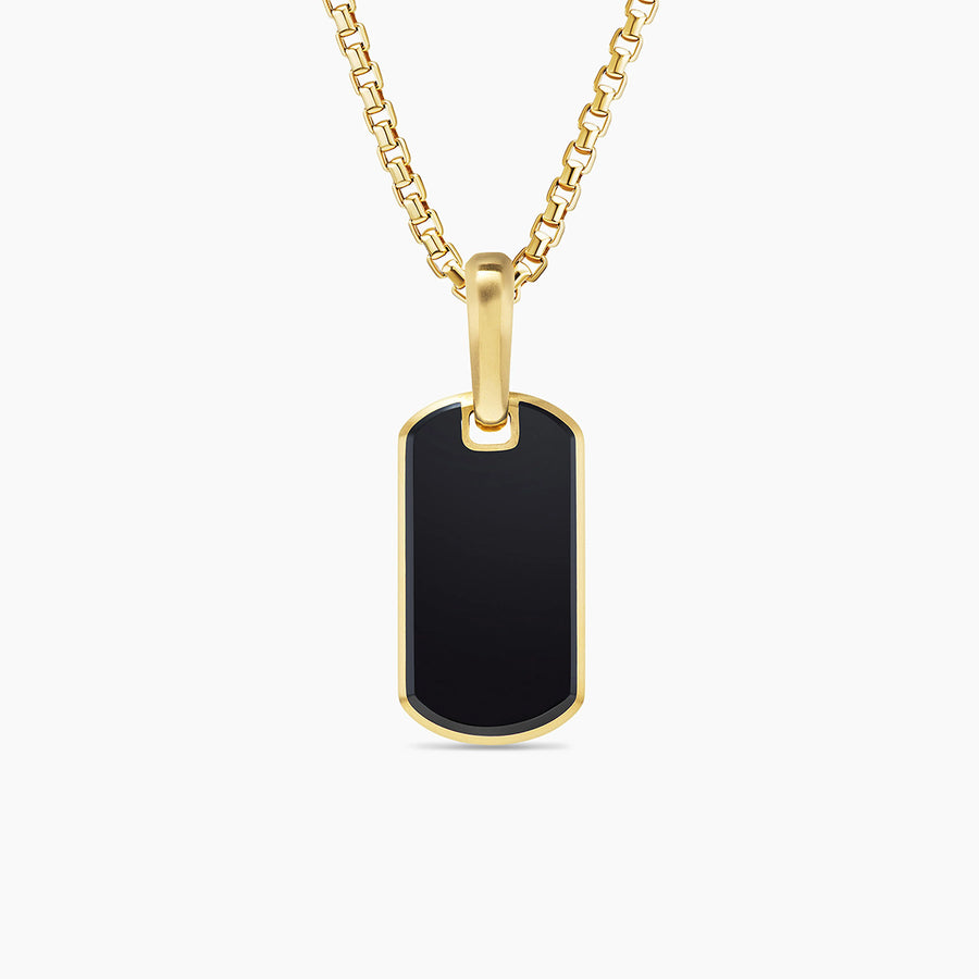 Chevron Tag in 18K Yellow Gold with Black Onyx
