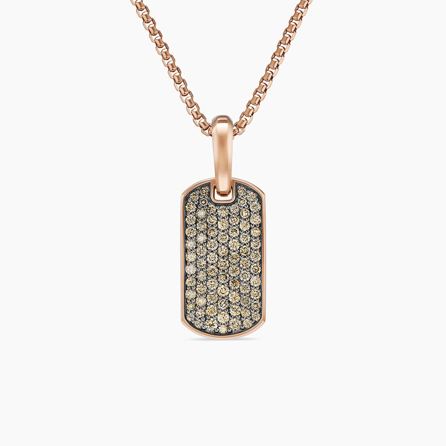 Chevron Tag in 18K Rose Gold with Cognac Diamonds