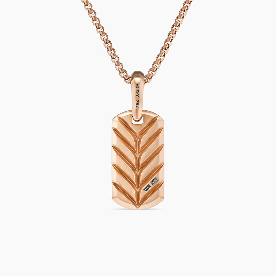 Chevron Tag in 18K Rose Gold with Cognac Diamonds