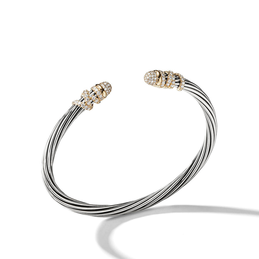 Helena Bracelet in Sterling Silver with 18K Yellow Gold and Pave Diamonds