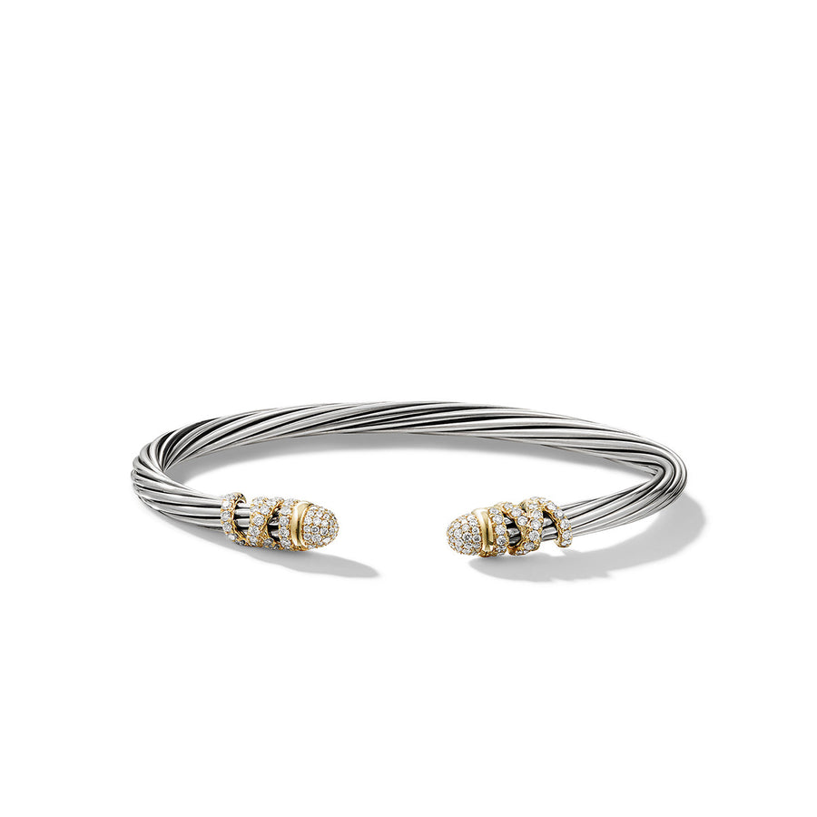 Helena Bracelet in Sterling Silver with 18K Yellow Gold and Pave Diamonds