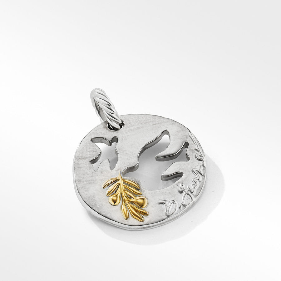 DY Elements Dove Pendant in Sterling Silver with 18K Yellow Gold