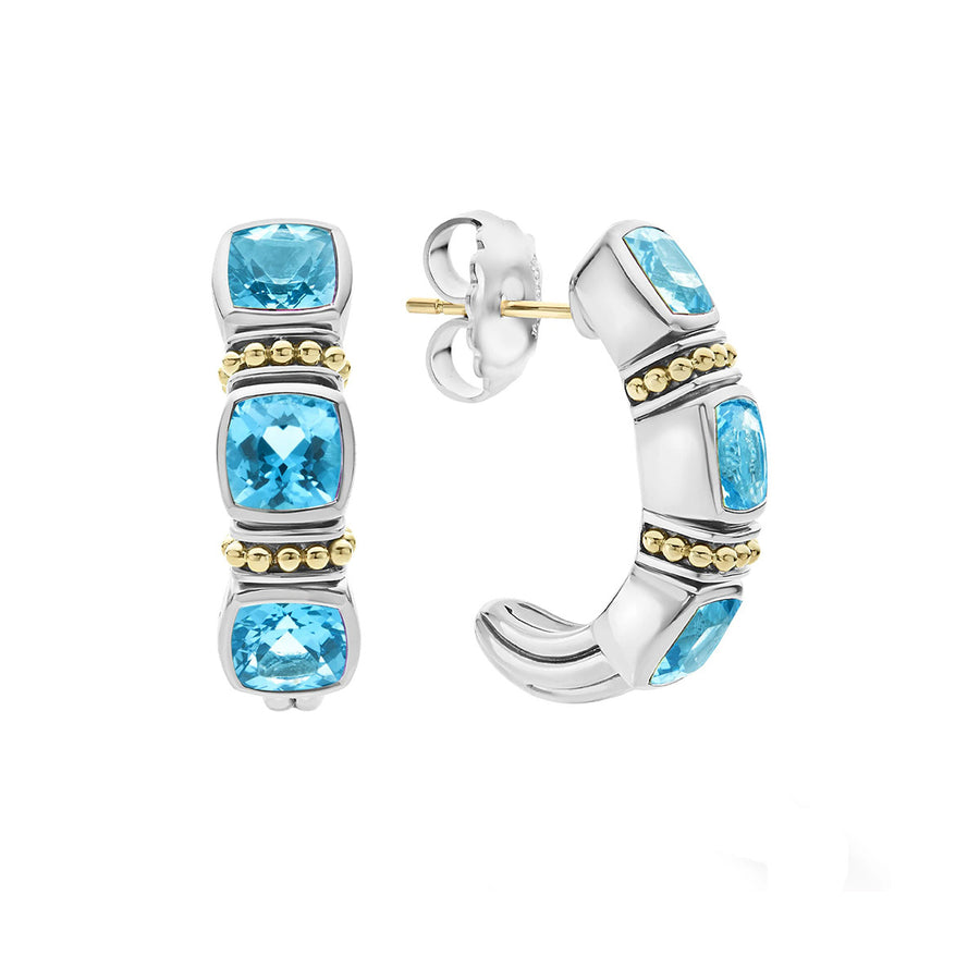 Swiss Blue Topaz Hoop Earrings