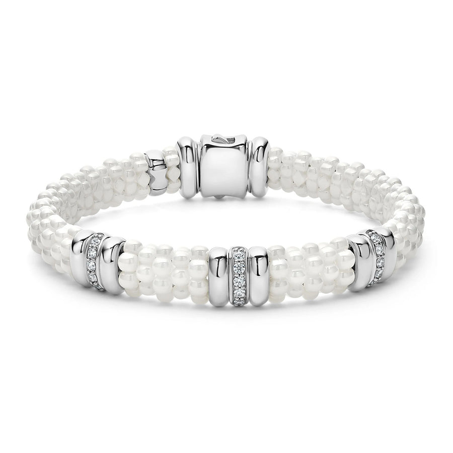 Three Station Ceramic Diamond Bracelet