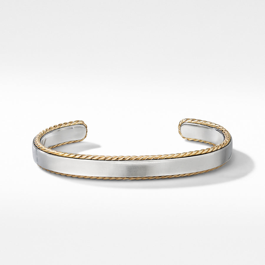 Cable Cuff Bracelet in Sterling Silver with 18K Yellow Gold