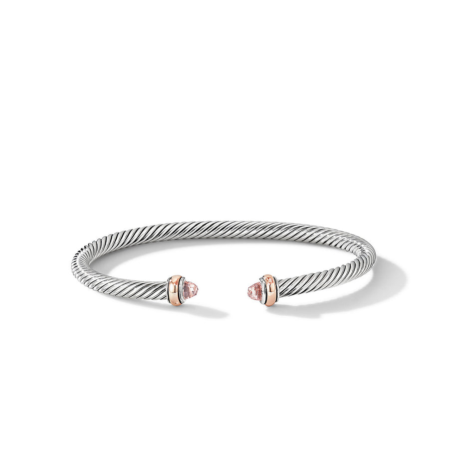 Cable Classics Bracelet in Sterling Silver with Morganite and 18K Rose Gold