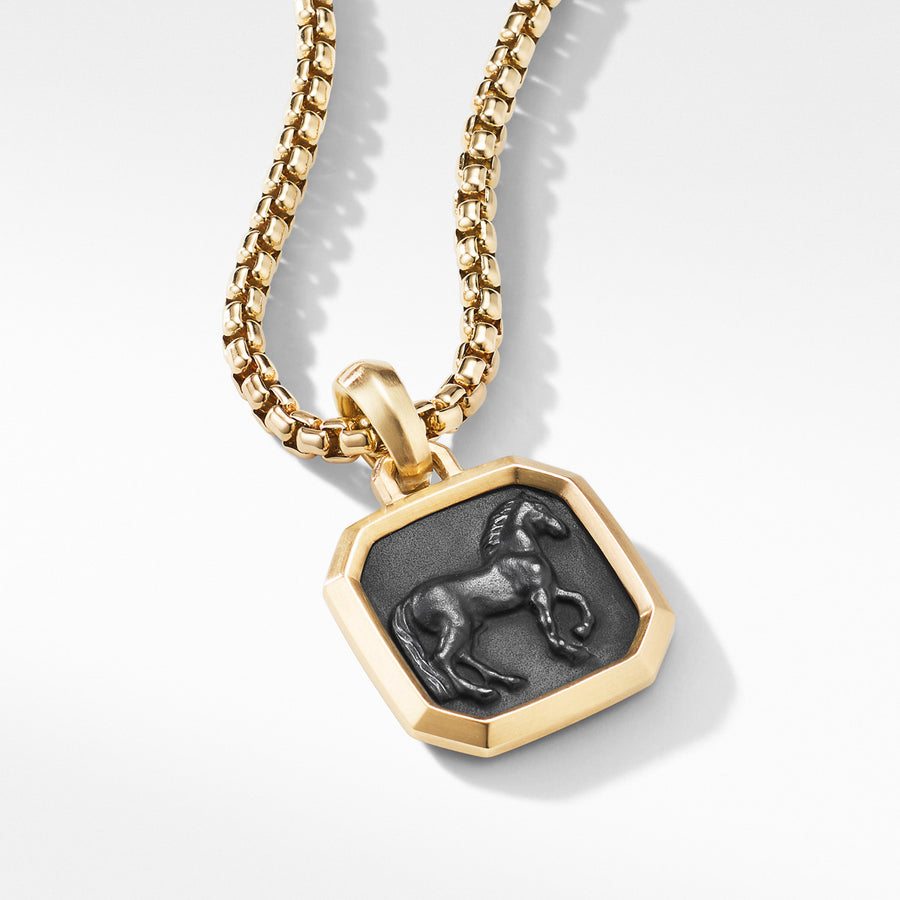 Petrvs Horse Pendant with Black Onyx and 18K Yellow Gold