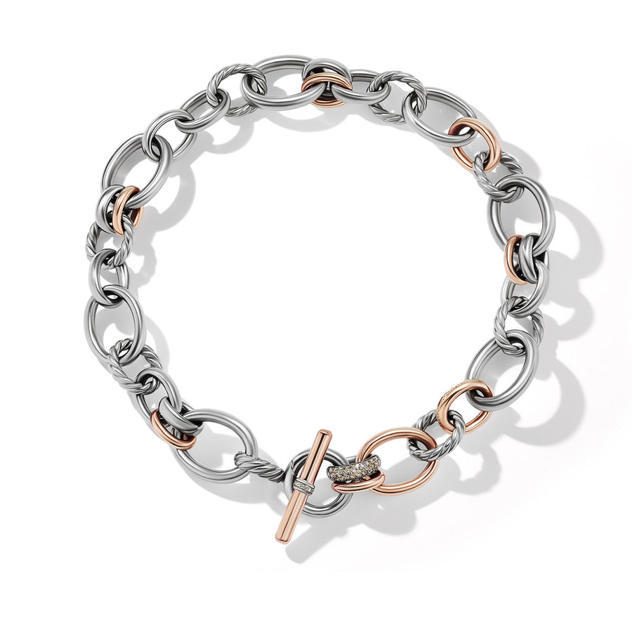 DY Mercer Melange Necklace in Sterling Silver with 18K Rose Gold and Pave Diamonds