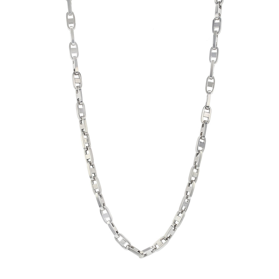 18K White Designer Gold Anchor Link 28-Inch Chain