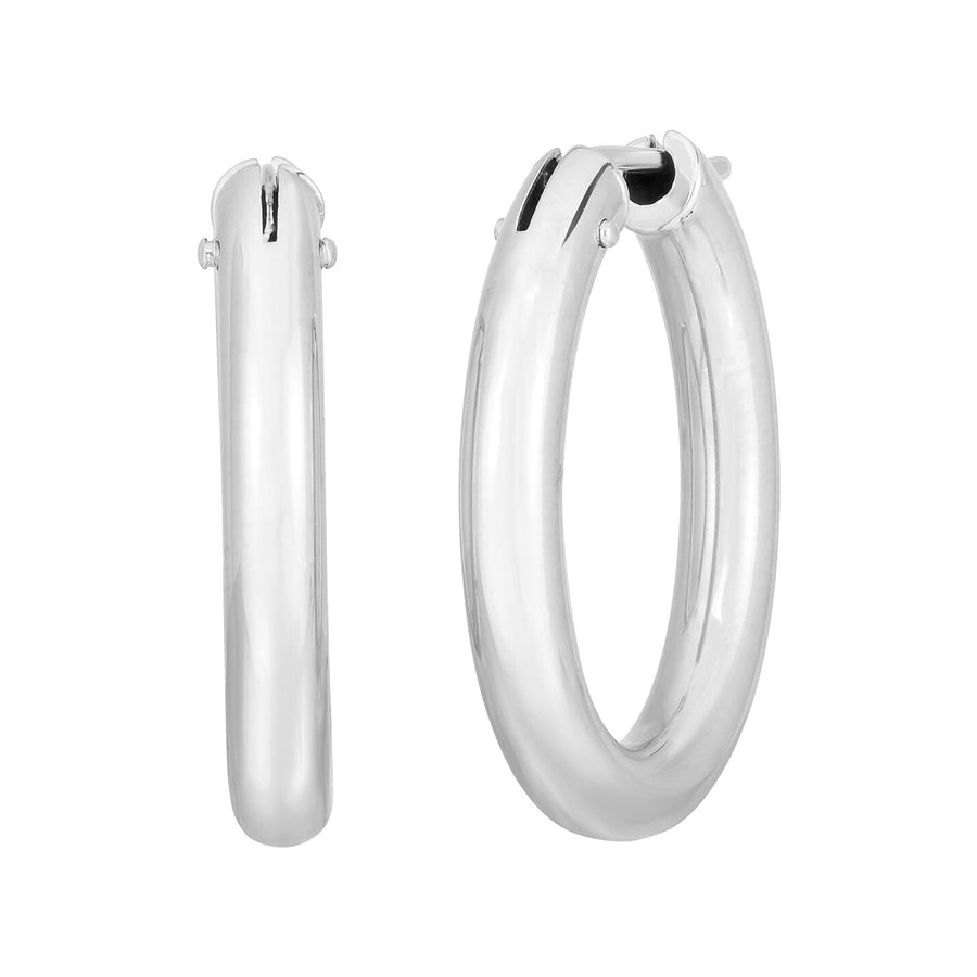 18K White Gold Small Oval Hoop Earrings
