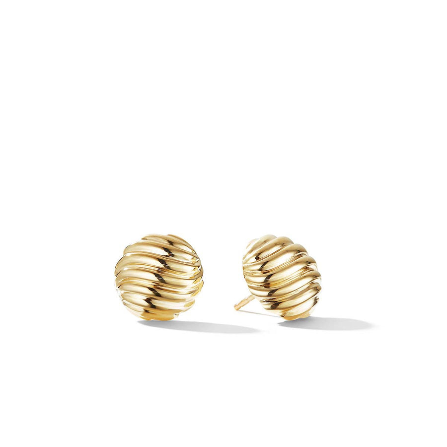 Sculpted Cable Stud Earrings in 18K Yellow Gold