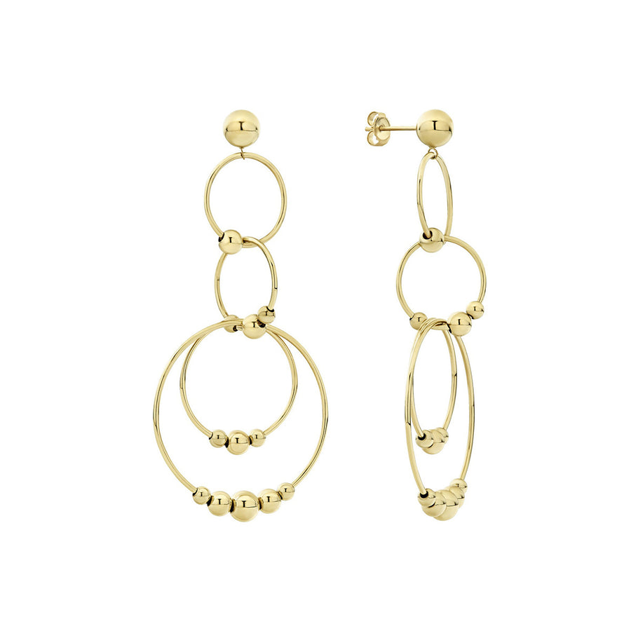 Caviar Gold Circle Drop Earrings