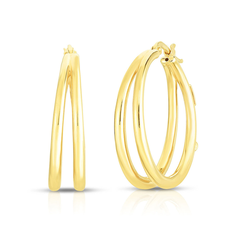 18K Graduated 30mm Thin Double Hoop Earrings