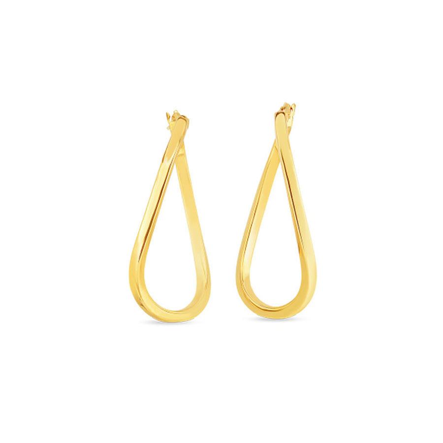 18K Gold Twist Oval Hoop Earrings
