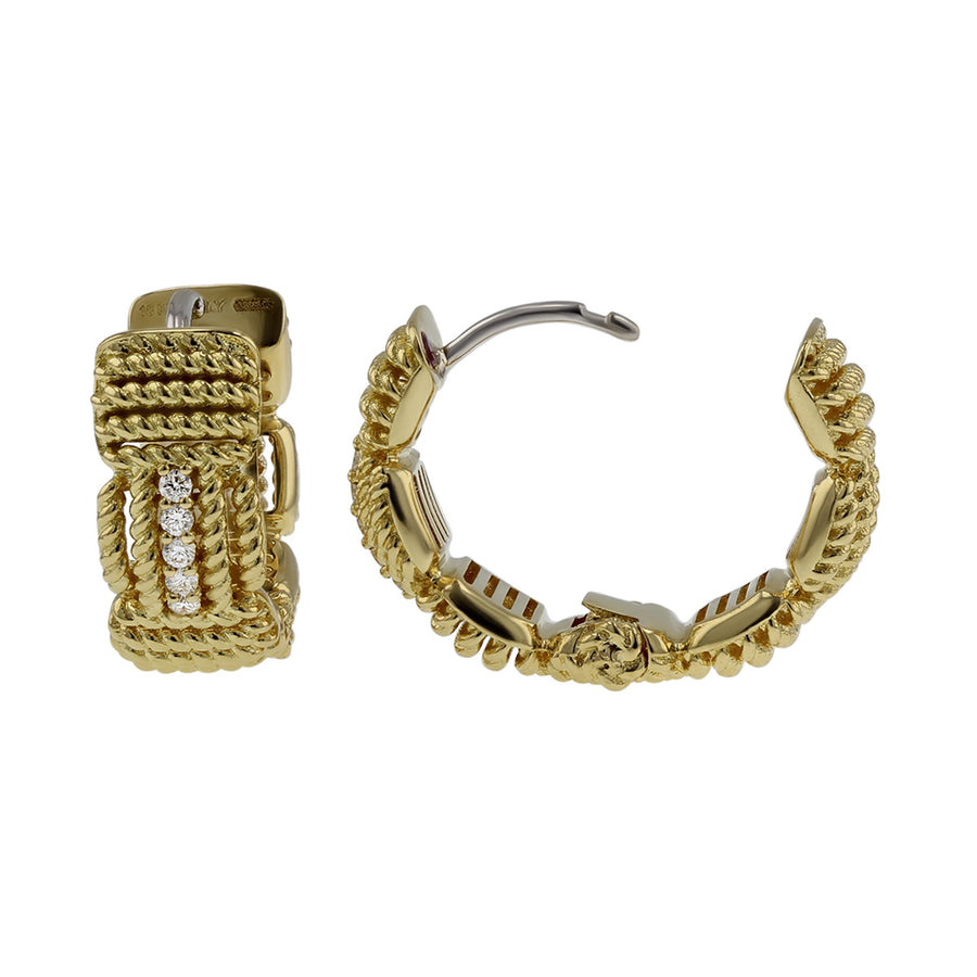 18K Opera Diamond Accent Hoop Earrings