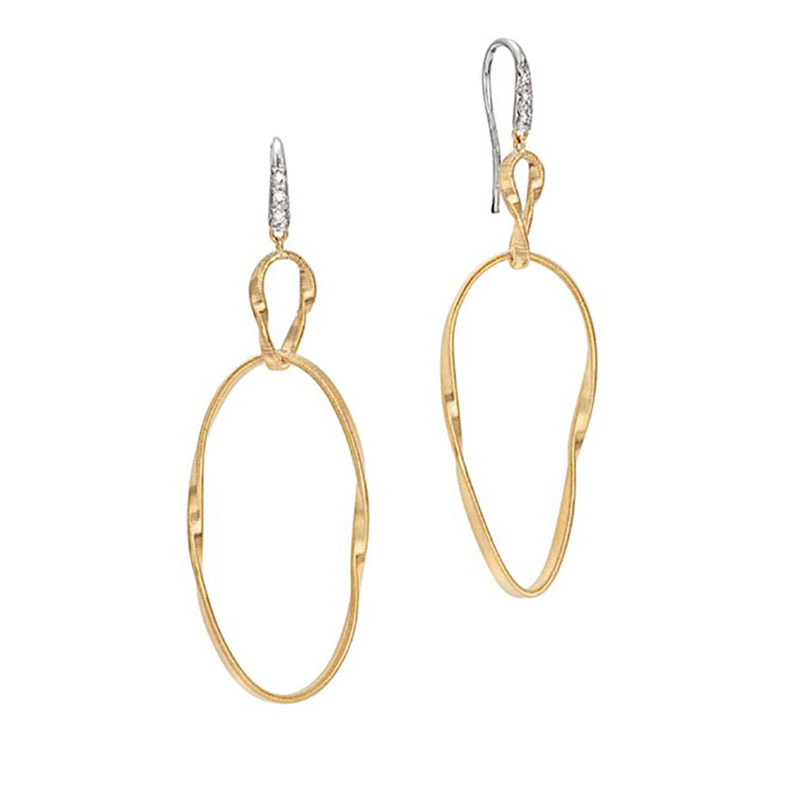 18K Yellow Gold and Diamond Double Drop Hook Earring