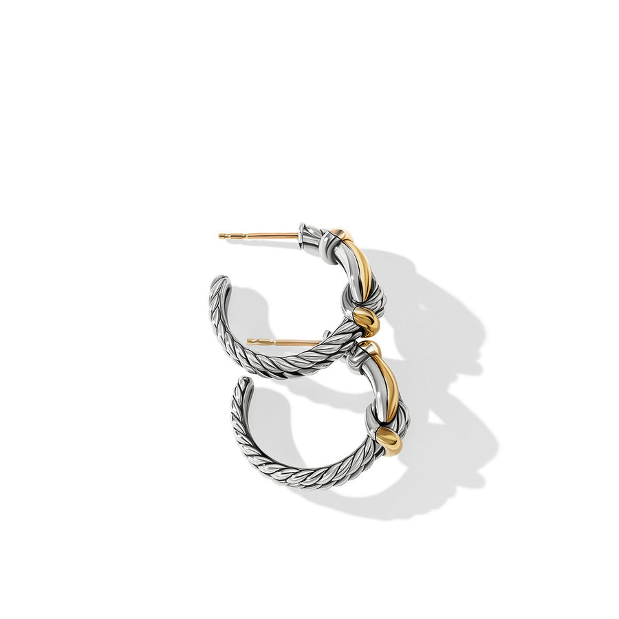 Thoroughbred Loop Huggie Hoop Earrings with 18K Yellow Gold