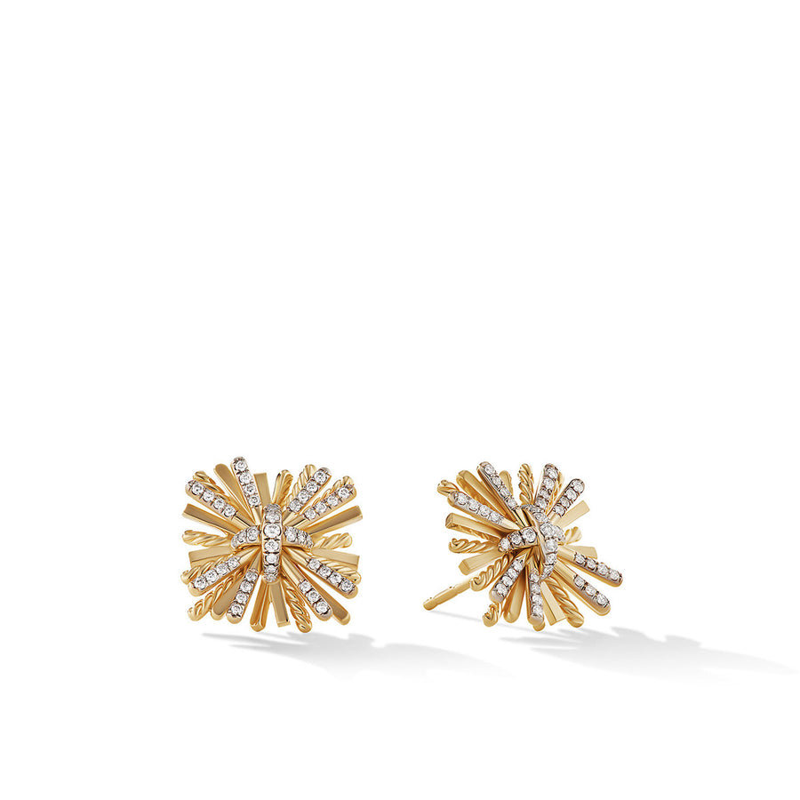 Angelika Stud Earrings in 18K Yellow Gold with Pave Diamonds