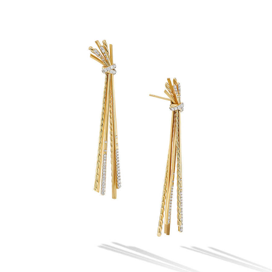Angelika Long Drop Earrings in 18K Yellow Gold with Pave Diamonds