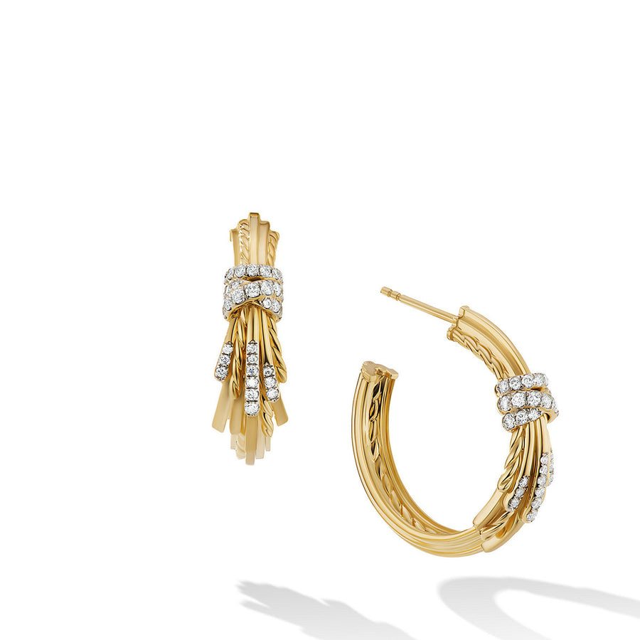 Angelika Hoop Earrings in 18K Yellow Gold with Pave Diamonds