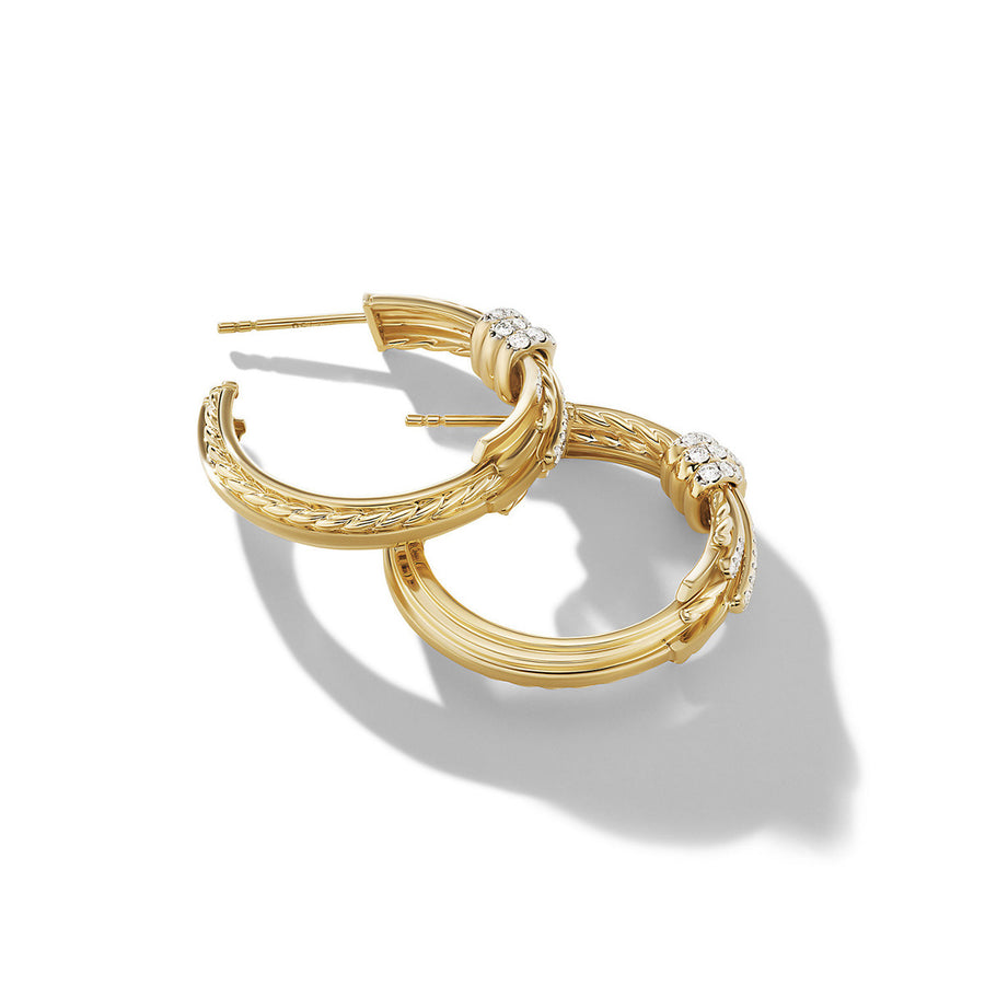 Angelika Hoop Earrings in 18K Yellow Gold with Pave Diamonds