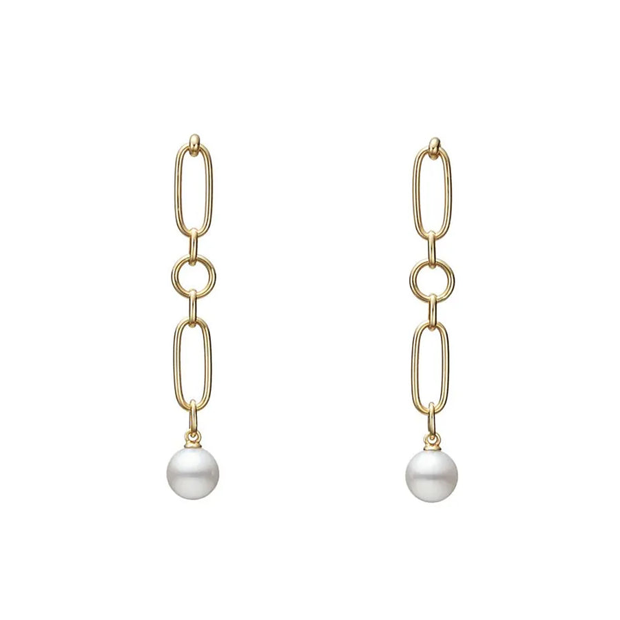 M Collection Akoya Cultured Pearl Earrings in 18K Yellow Gold, 7mm