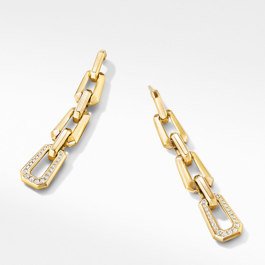 Novella Chain Link Drop Earrings in 18K Yellow Gold with Pave Diamonds
