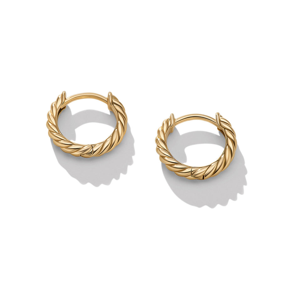 Sculpted Cable Huggie Hoop Earrings in 18K Yellow Gold