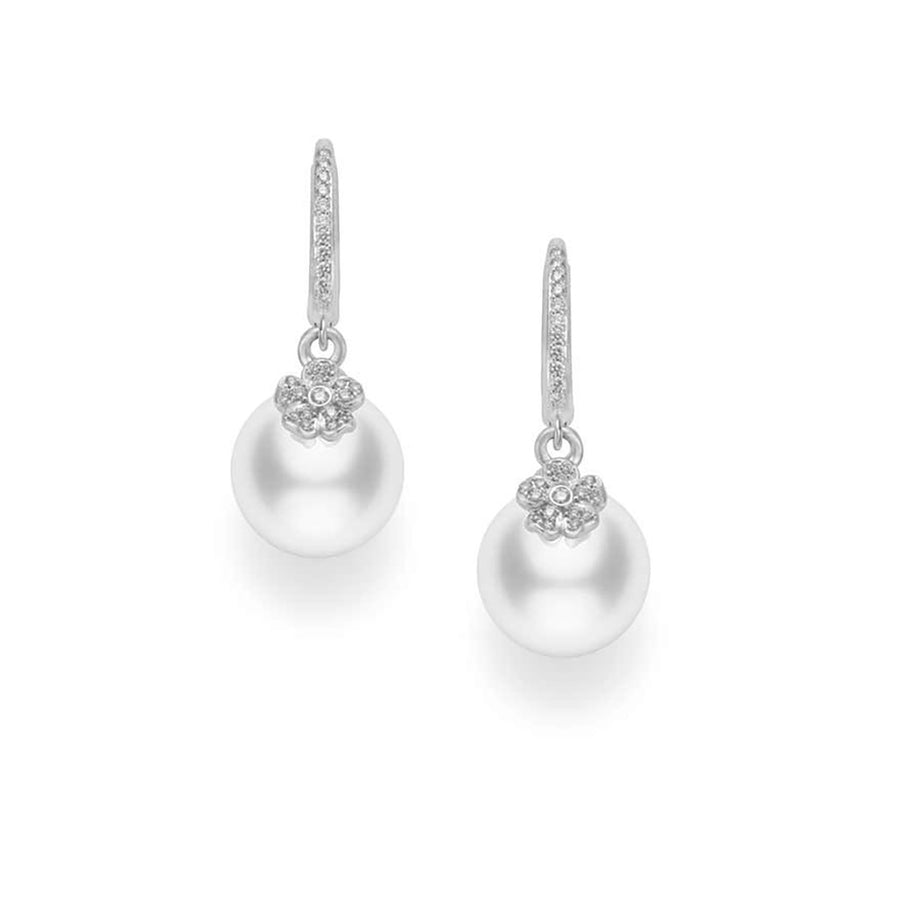 Cherry Blossom Earrings in White Gold