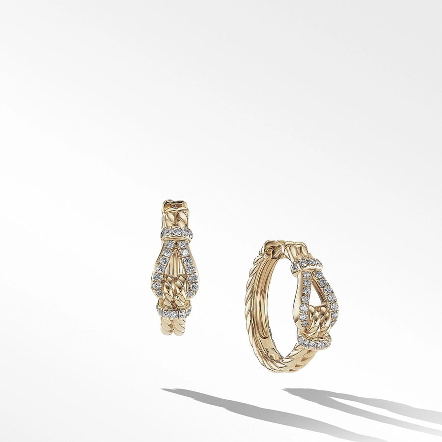 Thoroughbred Loop Hoop Earrings in 18K Yellow Gold with Pave Diamonds