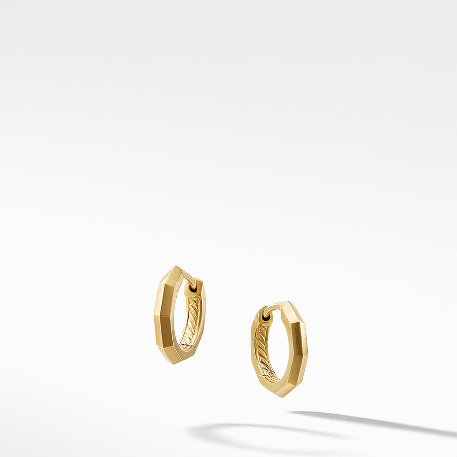 Stax Faceted Huggie Hoop Earrings in 18K Yellow Gold