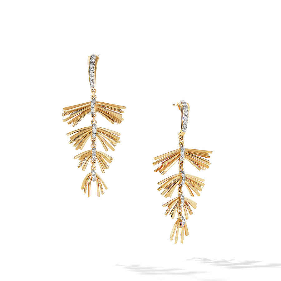 Angelika Fringe Drop Earrings in 18K Yellow Gold with Pave Diamonds