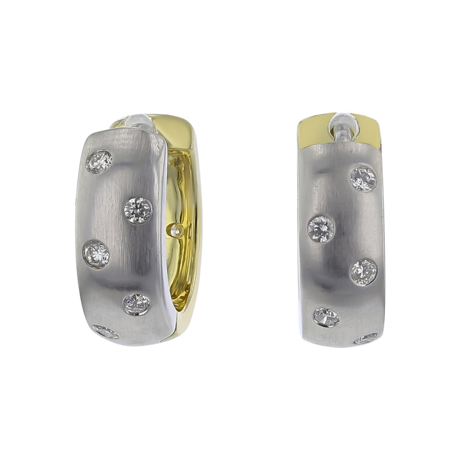 Diamond Huggie Reversible Gold Earrings