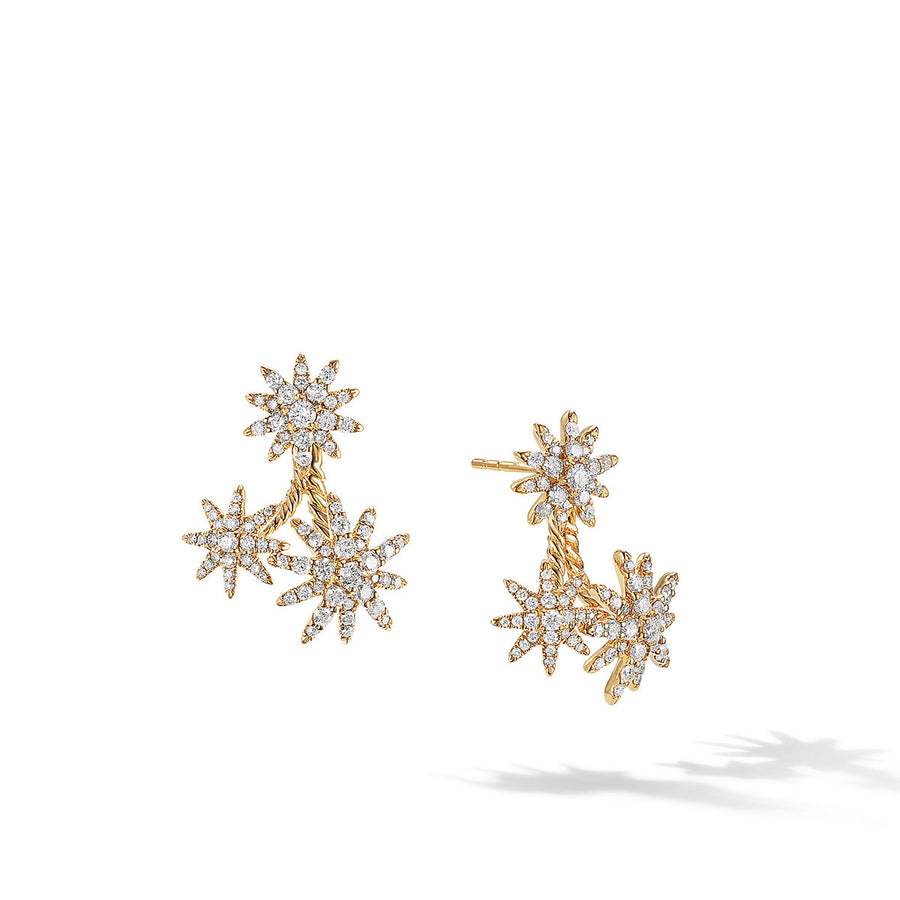Starburst Cluster Earrings in 18K Yellow Gold with Full Pave Diamonds