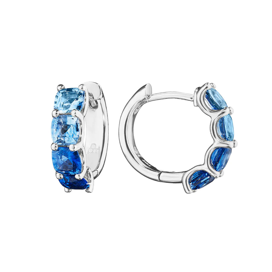 Ombre Blue Sapphire Hoop Earrings