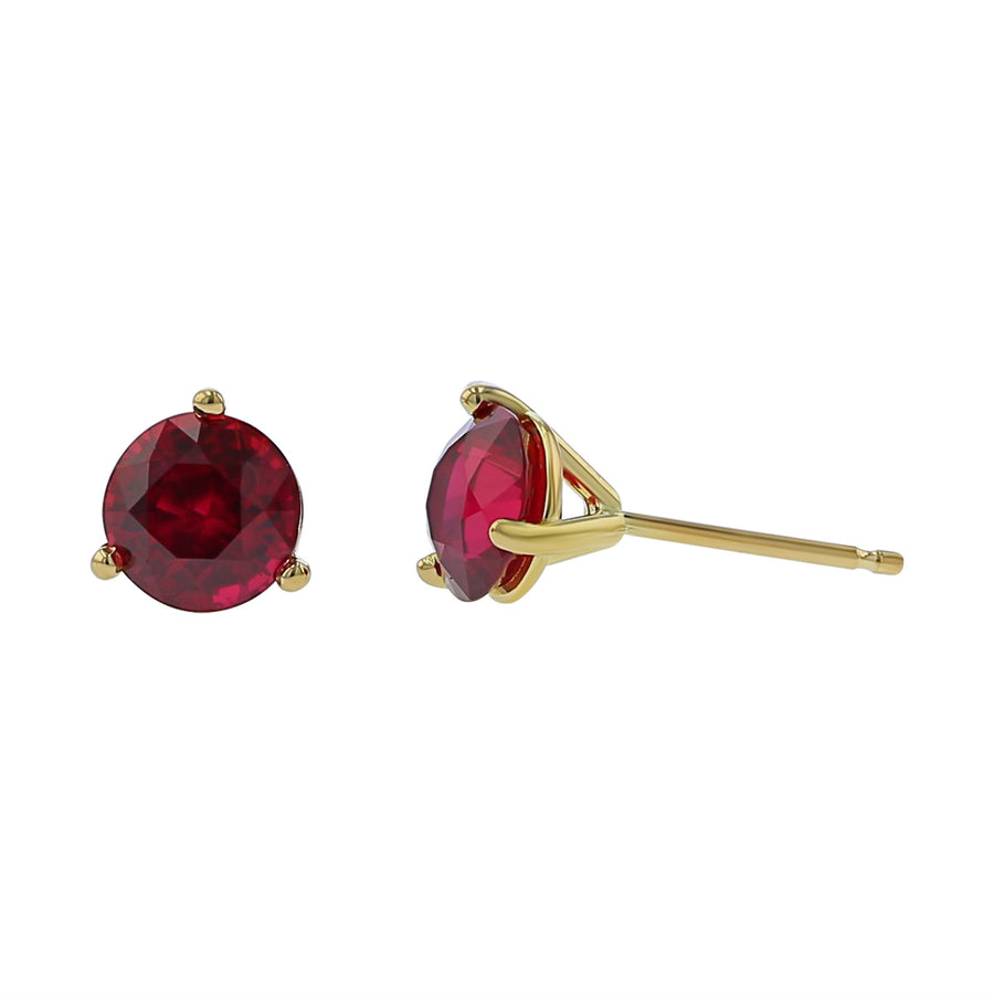 18K Yellow Gold Mozambique Ruby Stud Earrings